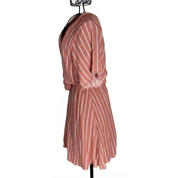 Abercrombie Striped Orange and White Button-Up Tie-Front Dress Size Medium - Picture 4 of 11